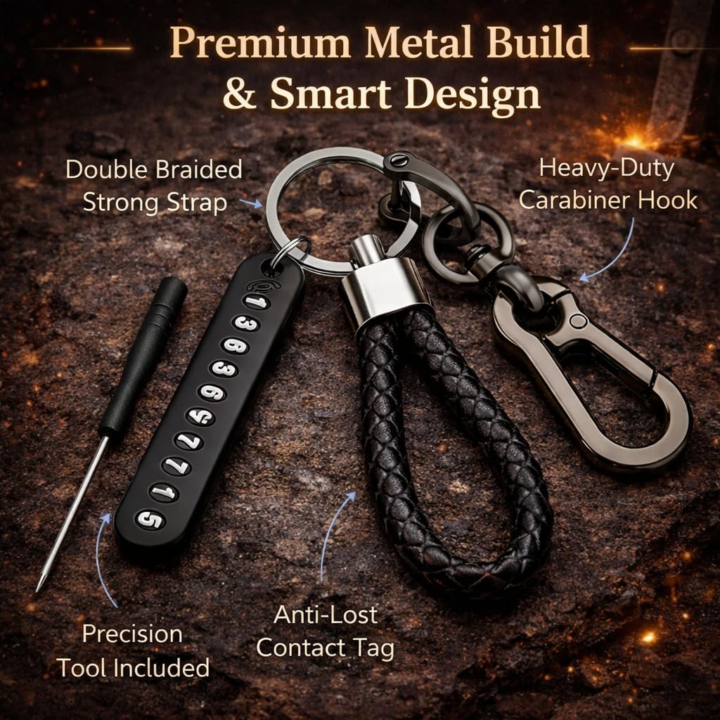 PulGos Premium Braided Metal Keychain with Hook Clip